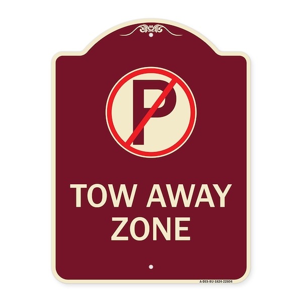 Signmission Tow Away Zone No Parking Symbol Heavy-Gauge Aluminum Architectural Sign, 24" x 18", BU-1824-22804 A-DES-BU-1824-22804 - main